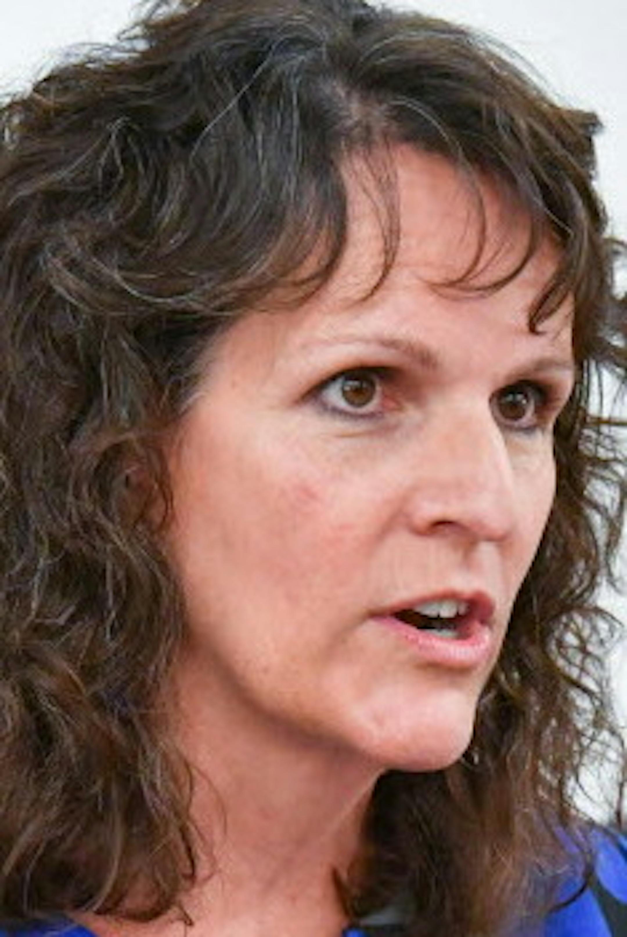 Osseo Schools Superintendent Kate Maguire spoke at a news conference Aug. 8, 2016 with Gov. Mark Dayton and Education Commissioner Brenda Cassellius.