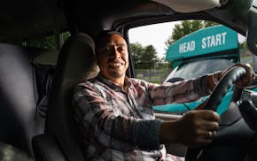 Eligio Ramírez is a Headstart bus driver for the area in Worthington, Minn., on Thursday, June 5, 2025.