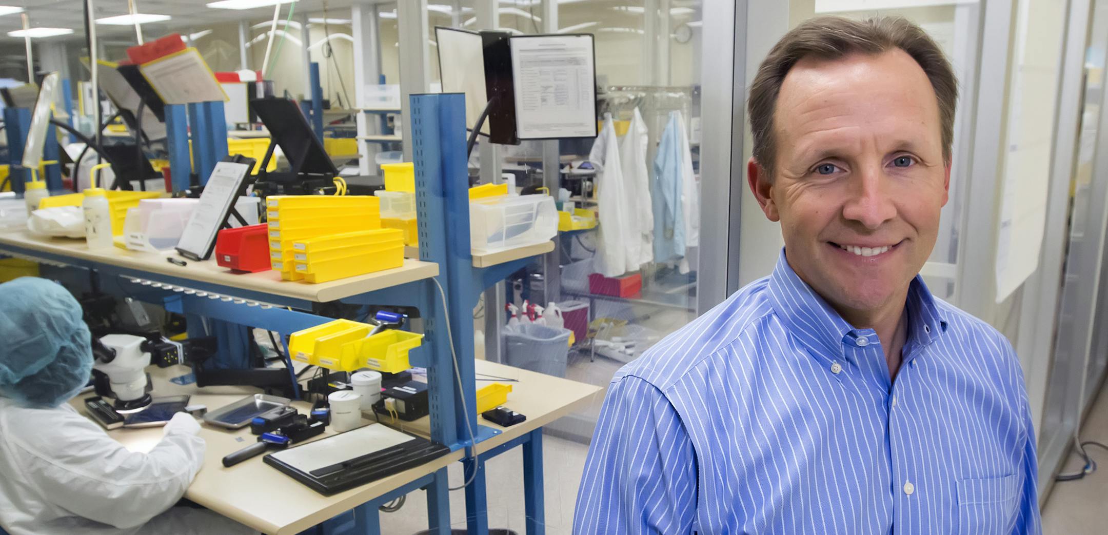 Bob White, CEO of Entellus in his Plymouth production facility. ] Brian.Peterson@startribune.com Plymouth, MN - 5/05/2015