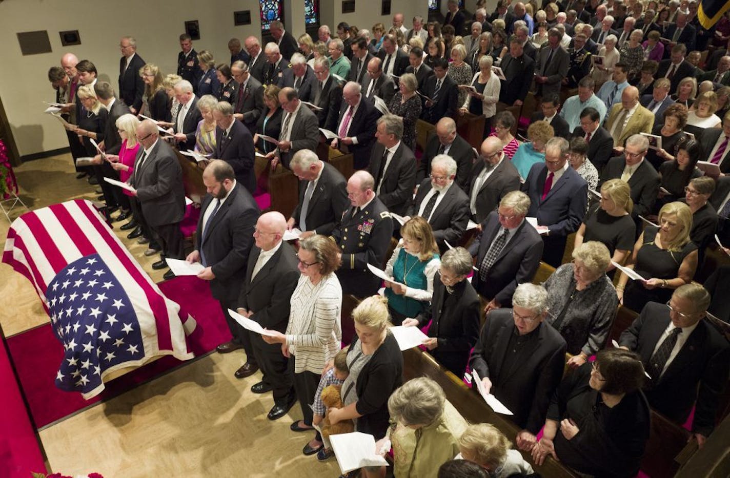 Family members and friends paid their respects at the funeral of General John Vessey, Jr. at the Ft. Snelling Chapel Wednesday August 31 2016 in Minneapolis, MN.