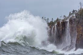Monster-size waves slammed the North Shore as a spring storm whipped up Lake Superior earlier this week.