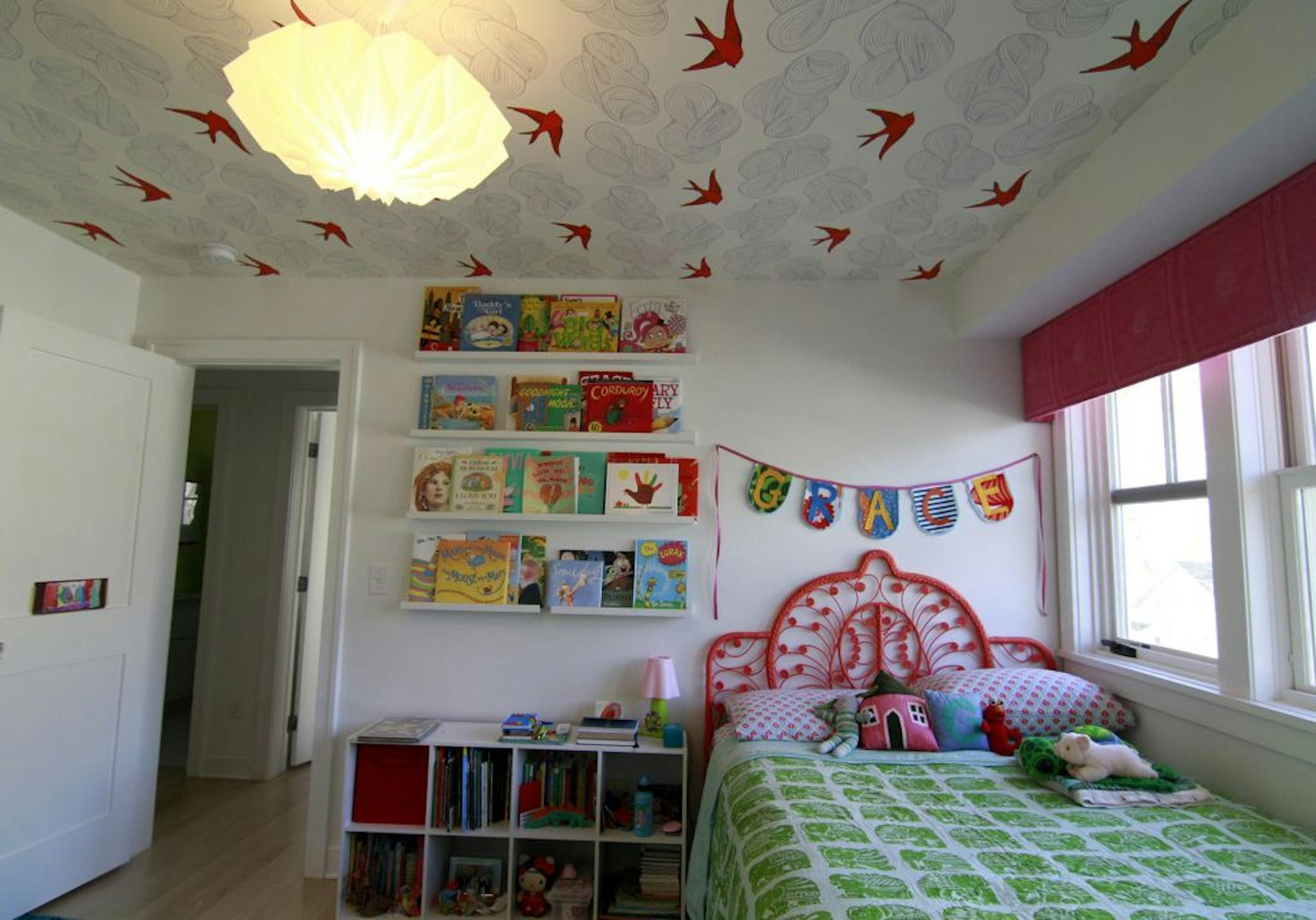 Family friendly design - interior showing Grace's bedroom on the upper level of the Linden Hills home featured on HGTV. Mekea Duffy.