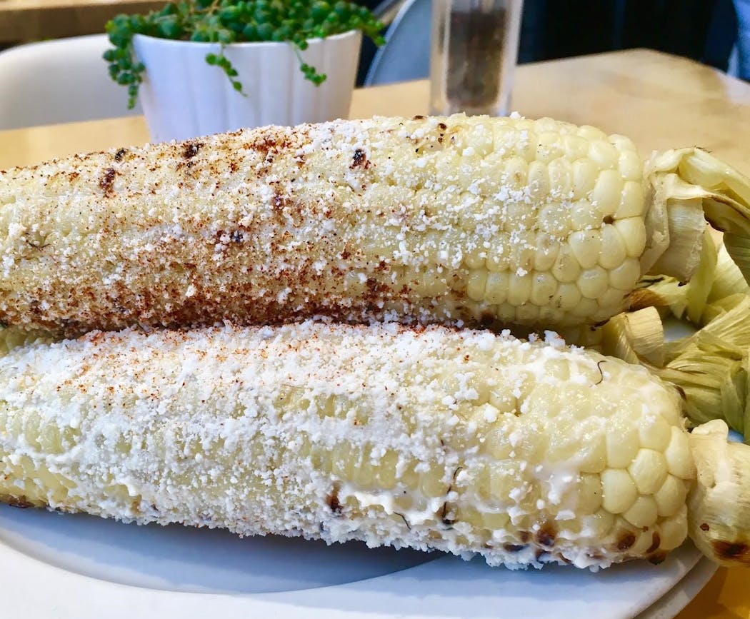 Elote (Mexican street corn) at Yum! Kitchen and Bakery.