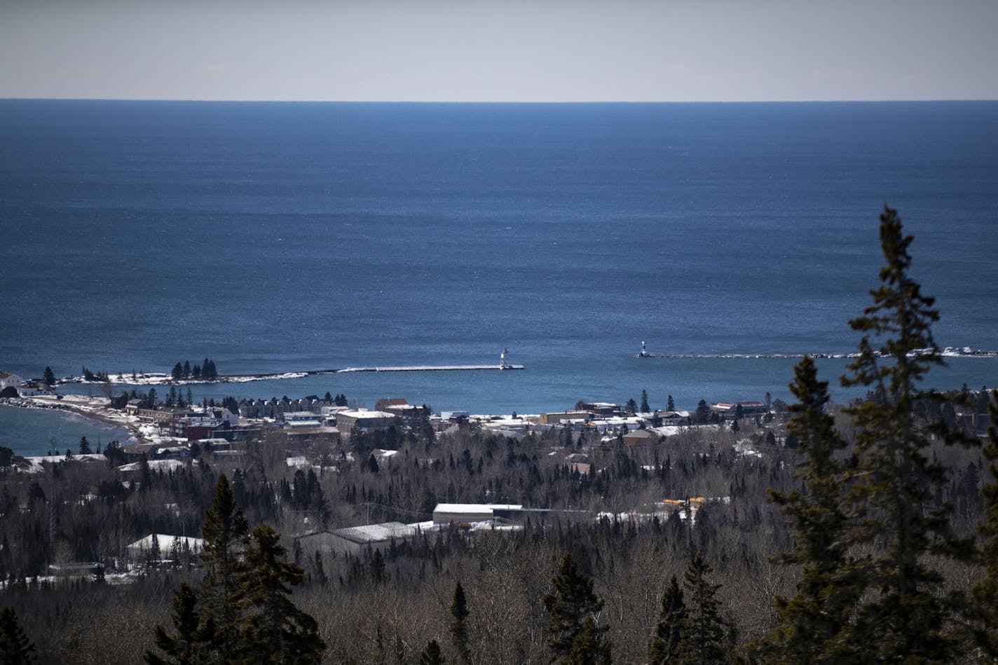 Grand Marais, as seen from Pincushion Mountain Overlook on Friday March 20, 2020.