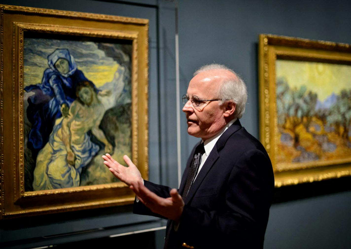 Minneapolis Insititute of Art painting curator Patrick Noon with Vincent van Gogh's Piet&#x2021;, one of the paintings in his new "blockbuster" show "Eugene Delacroix and Modernity." ] GLEN STUBBE * gstubbe@startribune.com Friday, October 9, 2015 Unknown even to many museum-regulars Eugene Delacroix is a giant of 19th century French art, a tempestuous spirit whose vibrant colors and expressive style influenced everyone from Manet and Monet to John Singer Sargent, Degas, Van Gogh and Cezanne. Exa