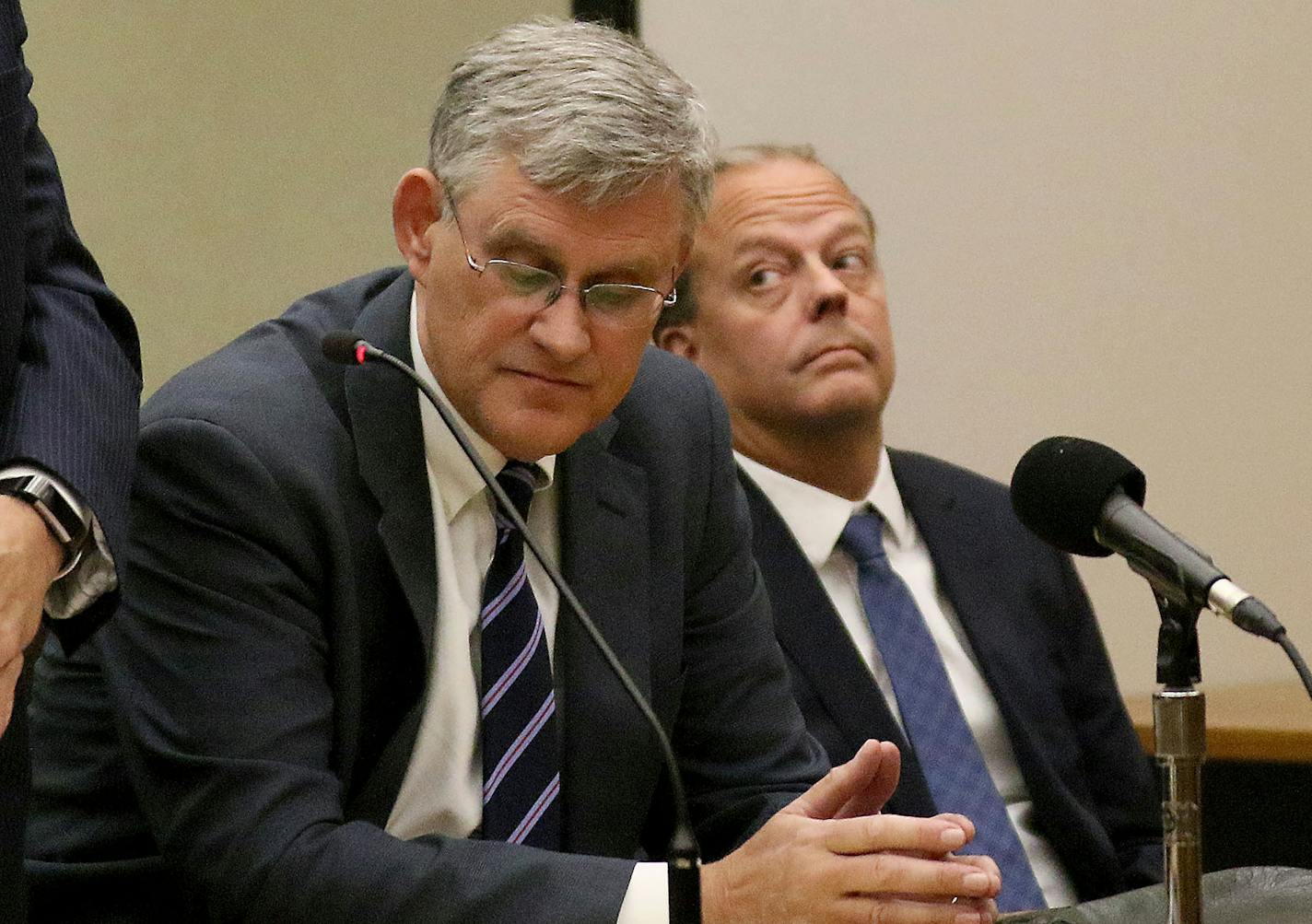 Landlord Stephen Frenz, right to left, looks on during his sentencing on a perjury conviction, seen next to his attorneys Paul Engh and Robert Sicoli, partially visible, in Hennepin County Government Center Friday, Dec. 20, 2019, in Minneapolis MN.] DAVID JOLES &#x2022; david.joles@startribune.com Stephen Frenz, once one of the city&#x2019;s biggest and most powerful landlords, was sentenced Friday in Hennepin District Court to 60 days in the county workhouse for a perjury conviction arising fro