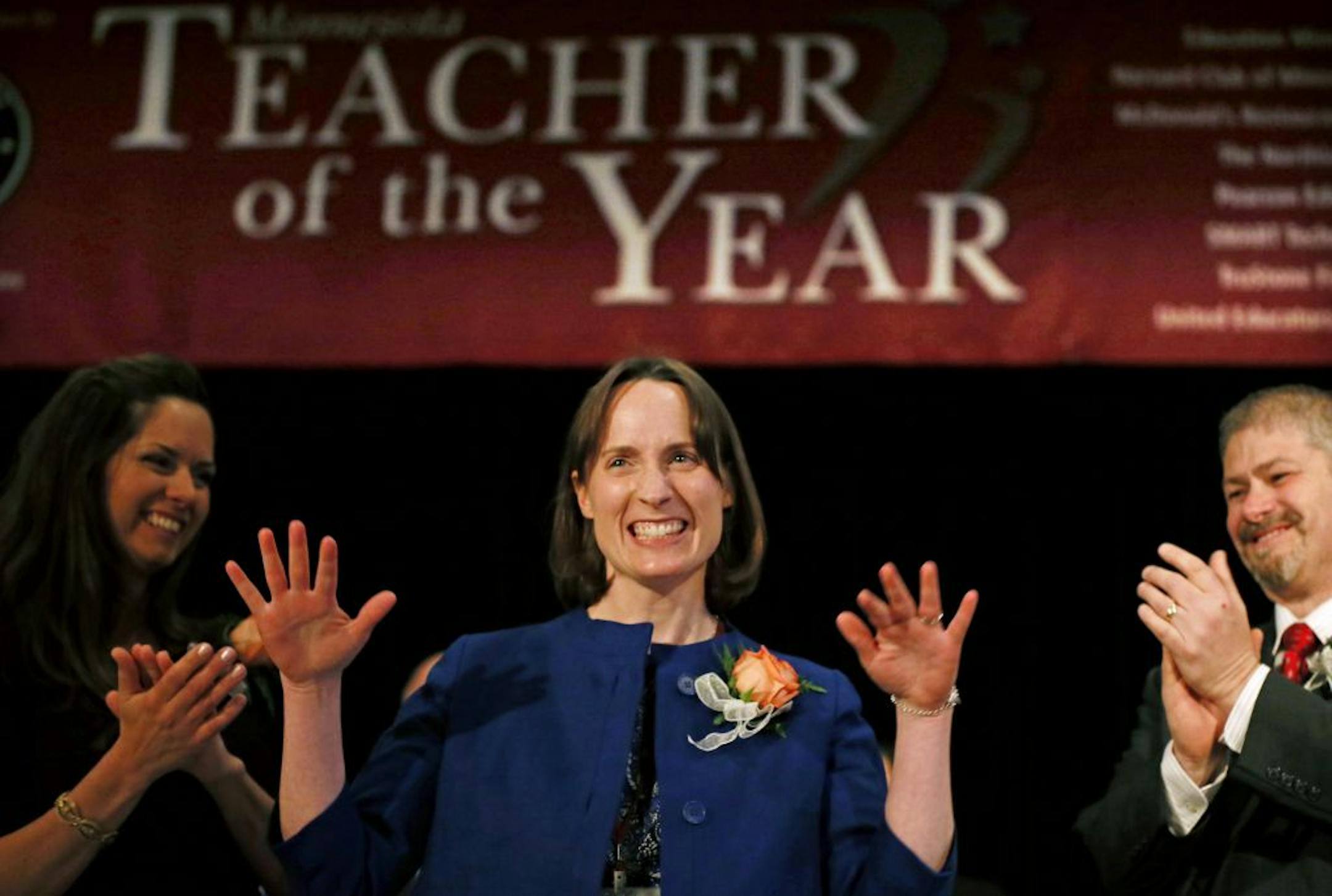 Megan Olivia Hall, a teacher at Open World Learning Community in St. Paul was named the 2013 Minnesota Teacher of the Year Sunday May 5, 2013 in Brooklyn Park , MN.
