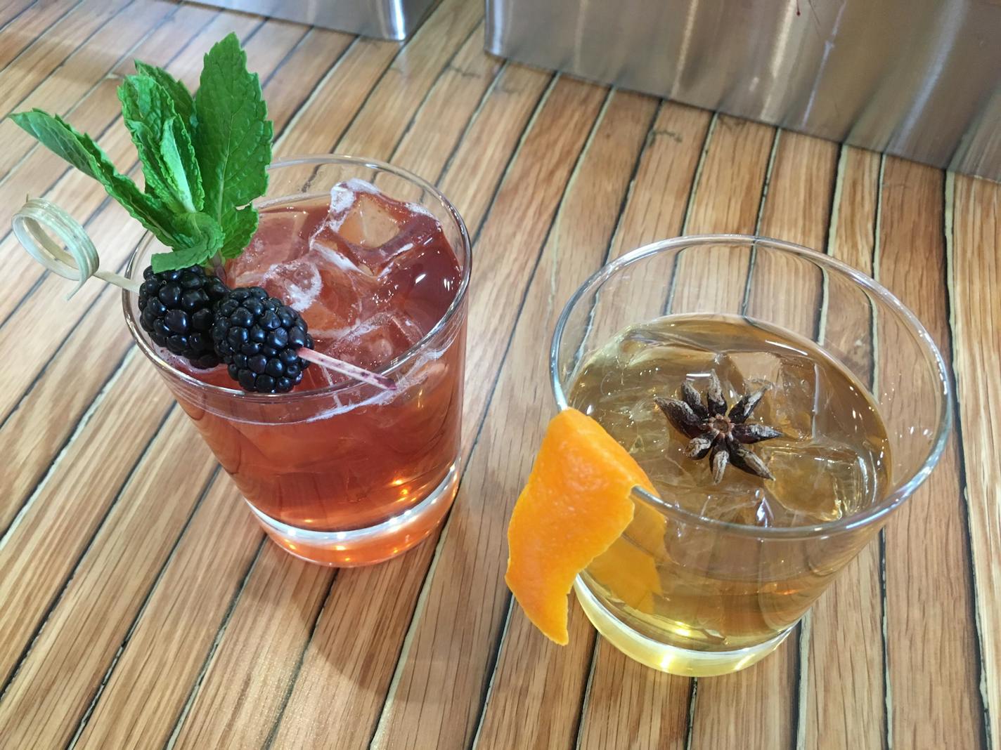 The Black Knight (left) and Quite a Pear, cocktails at Royal Foundry Craft Spirits in Minneapolis