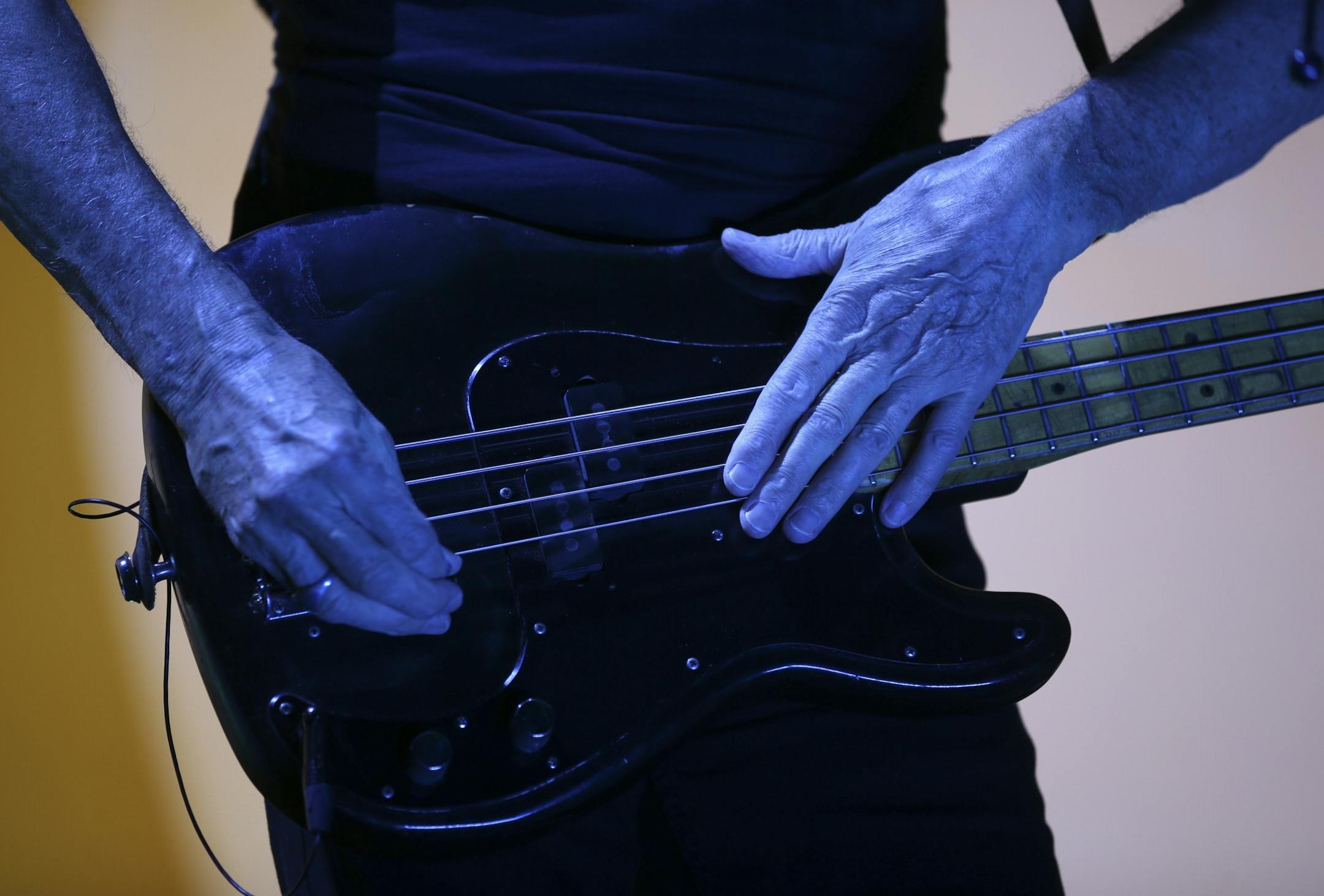 Roger Waters playing the bass line that runs throughout "Time" early in his set Wednesday night at Xcel Energy Center in St. Paul.