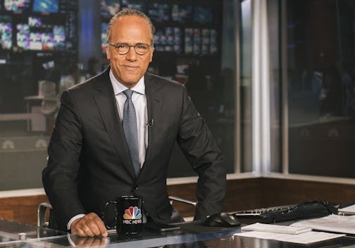 PHOTO MOVED IN ADVANCE AND NOT FOR USE - ONLINE OR IN PRINT - BEFORE JULY 31, 2016. -- Lester Holt, NBC Nightly News anchor, on set at NBC in New York, July 22, 2016. Holt, who will be anchoring the Olympics for NBC from Copacabana Beach in Rio, Brazil, has covered eight consecutive summer games. (Christopher Gregory/The New York Times)