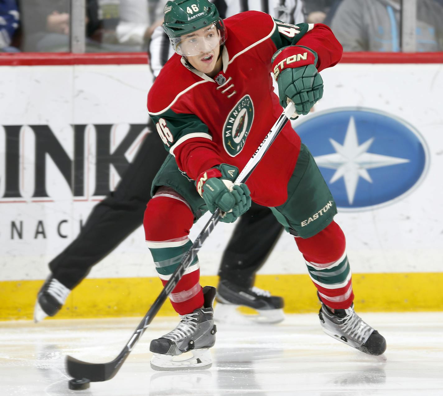 Minnesota Wild Jared Spurgeon (46). ] CARLOS GONZALEZ &#xef; cgonzalez@startribune.com - December 3, 2015, St. Paul, MN, Xcel Energy Center, NHL, Minnesota Wild vs. Toronto Maple Leafs