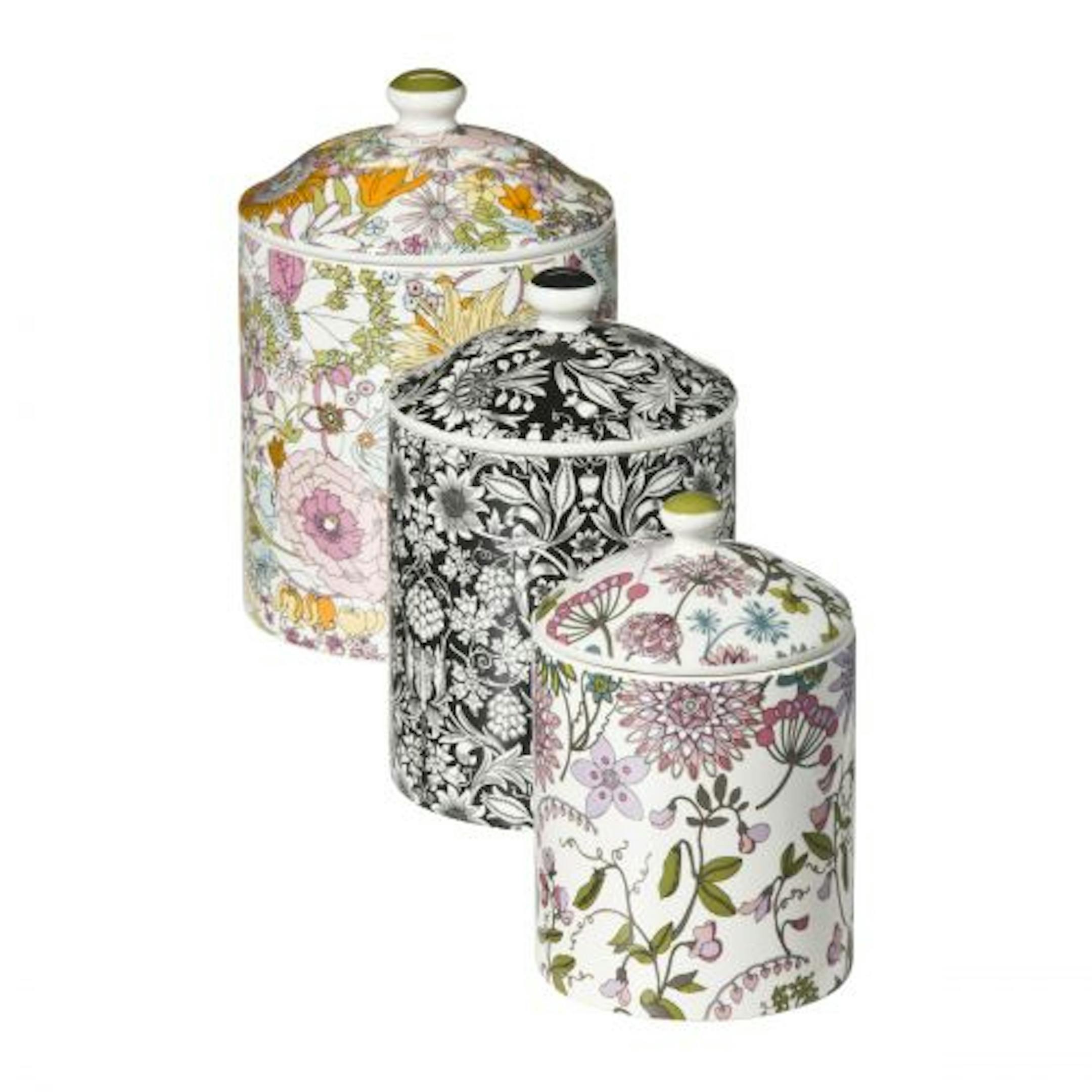 Ceramic canisters, $14.99-$19.99, are among the Liberty of London houswares for Target.
