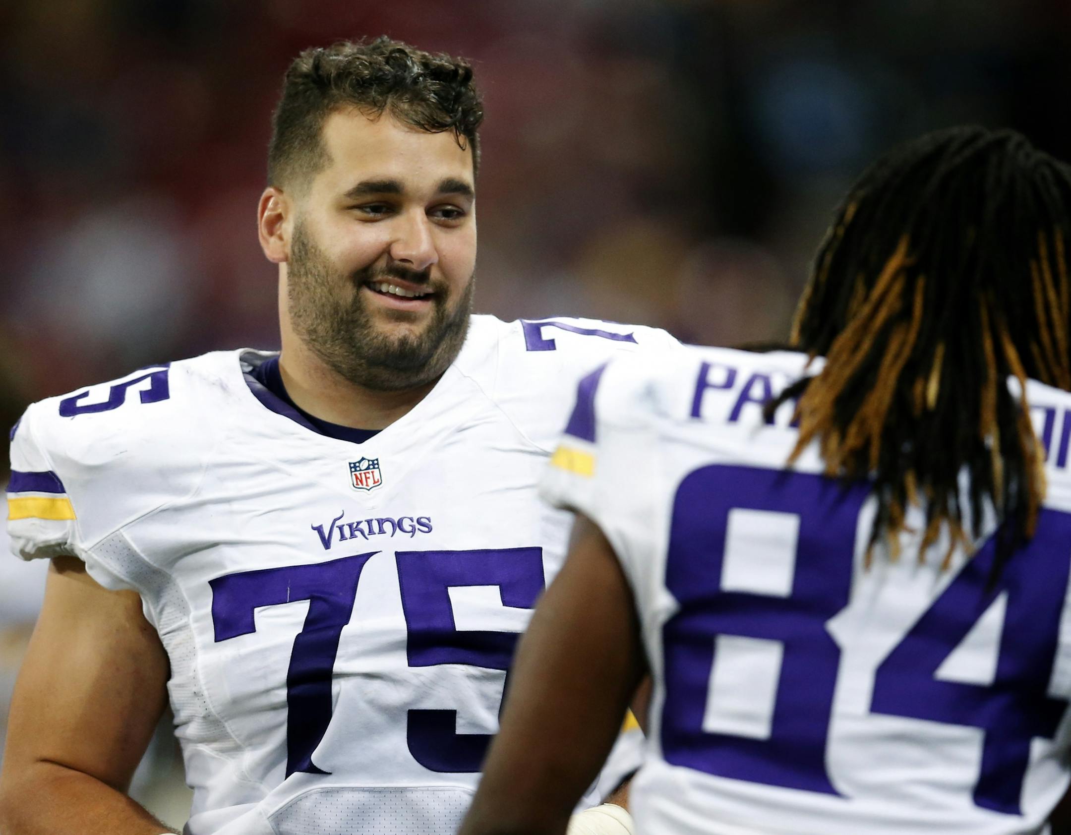 Minnesota Vikings Matt Kalil (75) and Cordarrelle Patterson (84).