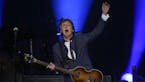 Paul McCartney at the end of "Hard Day's Night," the opening song of his set Wednesday night. ] JEFF WHEELER &#xef; jeff.wheeler@startribune.com Paul 