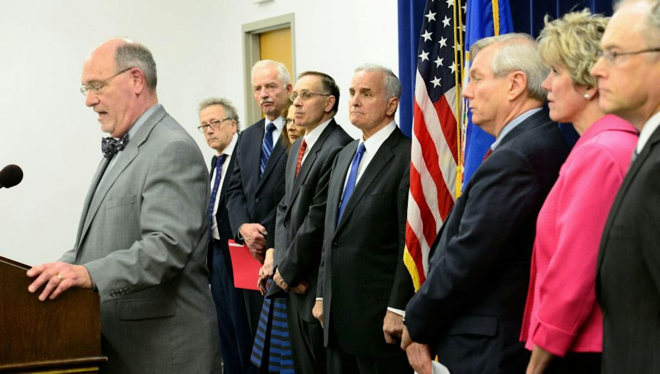 Gov. Mark Dayton and his panel of experts listened as Health Commissioner Ed Ehlinger outlined the plan.
