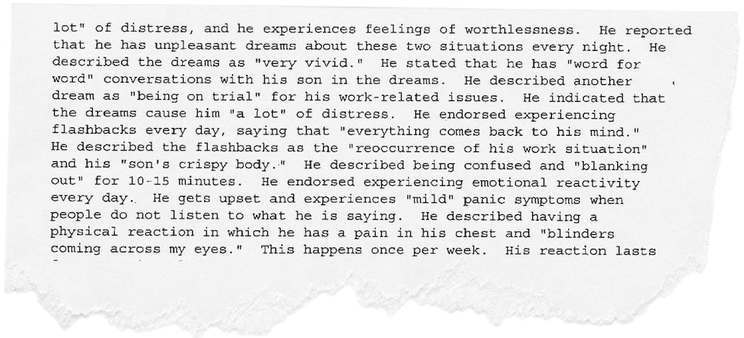 An excerpt from Gregory Schmit's VA patient file.