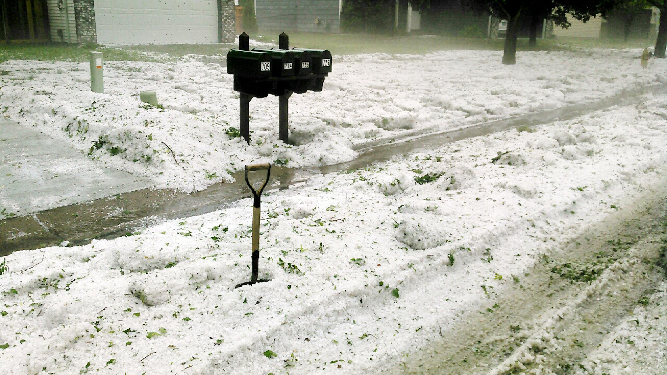 There was so much hail during the June storm that a snow plow was even used to clear streets in Coon Rapids.