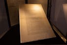 The first printing of the United States Constitution, displayed during an auction in 2021. “The framers anticipated and encouraged the population to