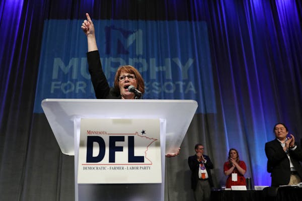 Gubernatorial candidate Erin Murphy spoke to the convention after she secured the party endorsement during the DFL State Convention Saturday.