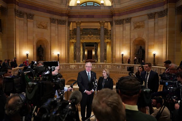 Gov. Tim Walz and Lt. Gov. Peggy Flanagan held the first press conference of their administration after their inauguration at the State Capitol St. Pa