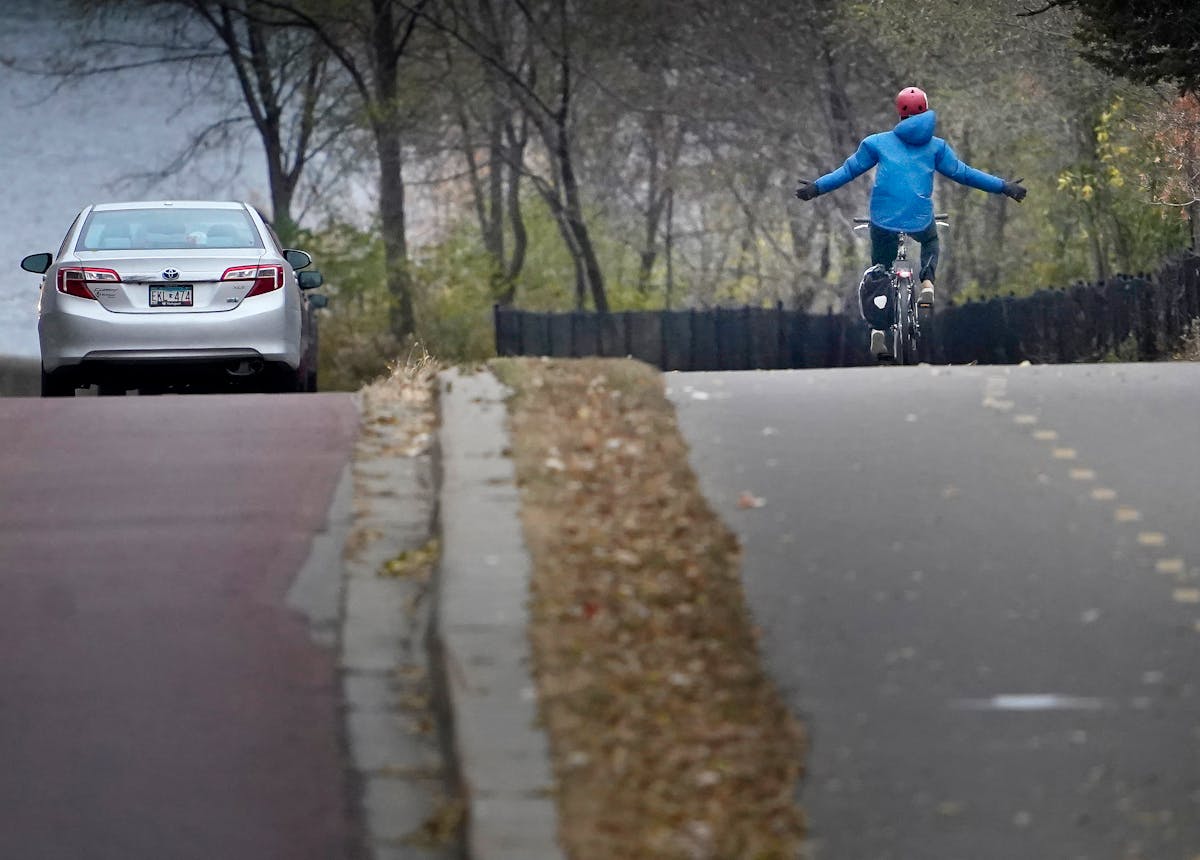 A bicyclist felt the air last fall along West River Parkway, just north of Franklin Avenue, in Minneapolis.