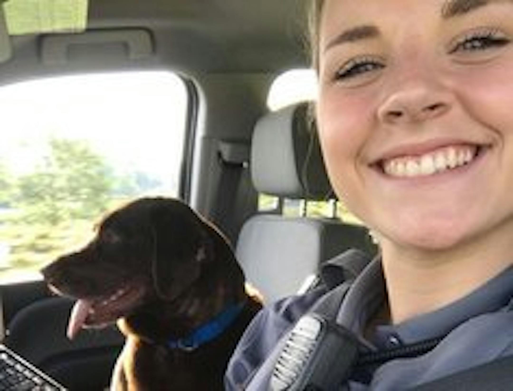 Blaine community service officer Jennah Justen gave Ranger, the Nanneys' dog, a new home.