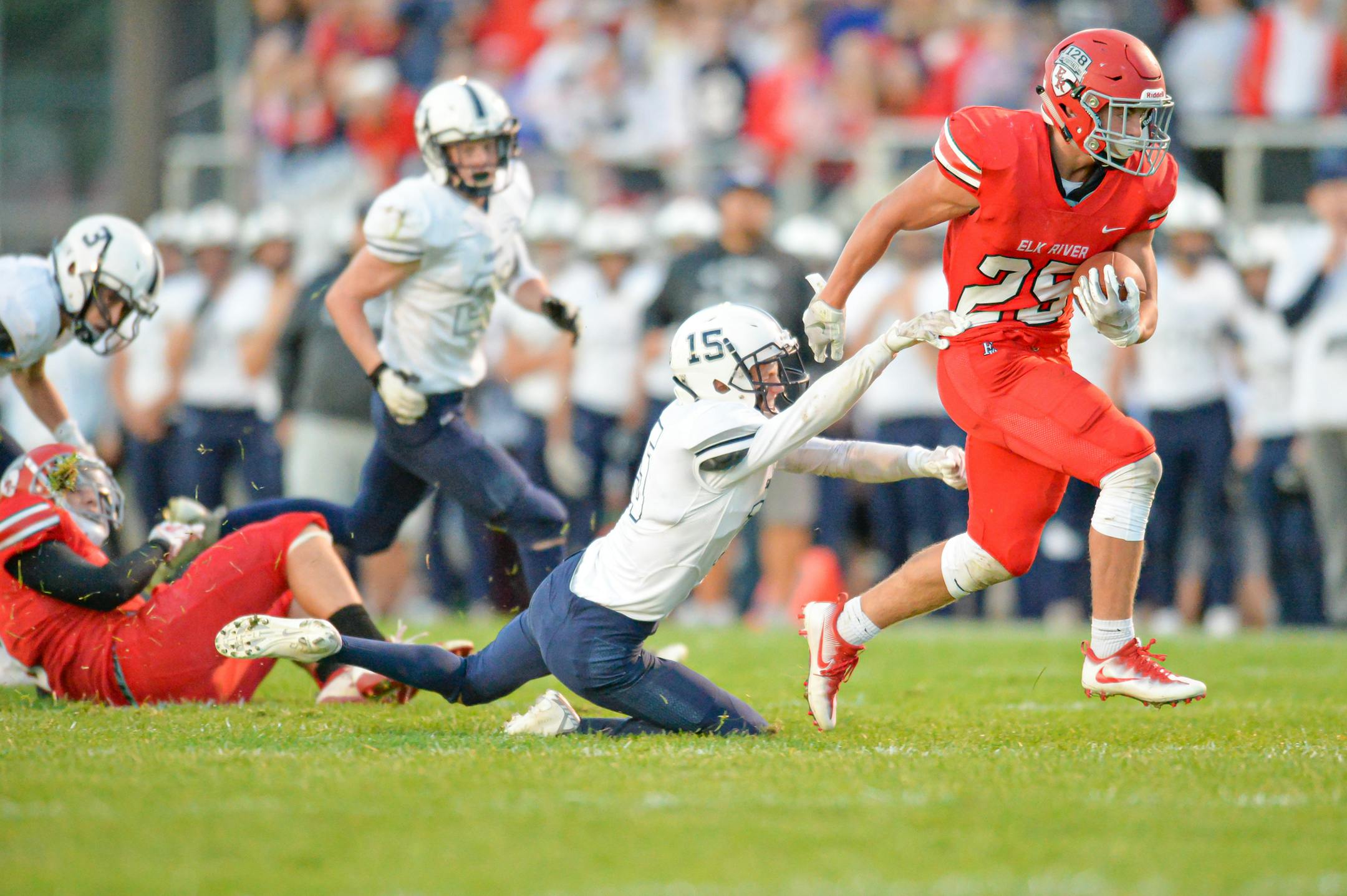 St. Francis running back Carter Otto broke a tackle attempt against Elk River in a September game.