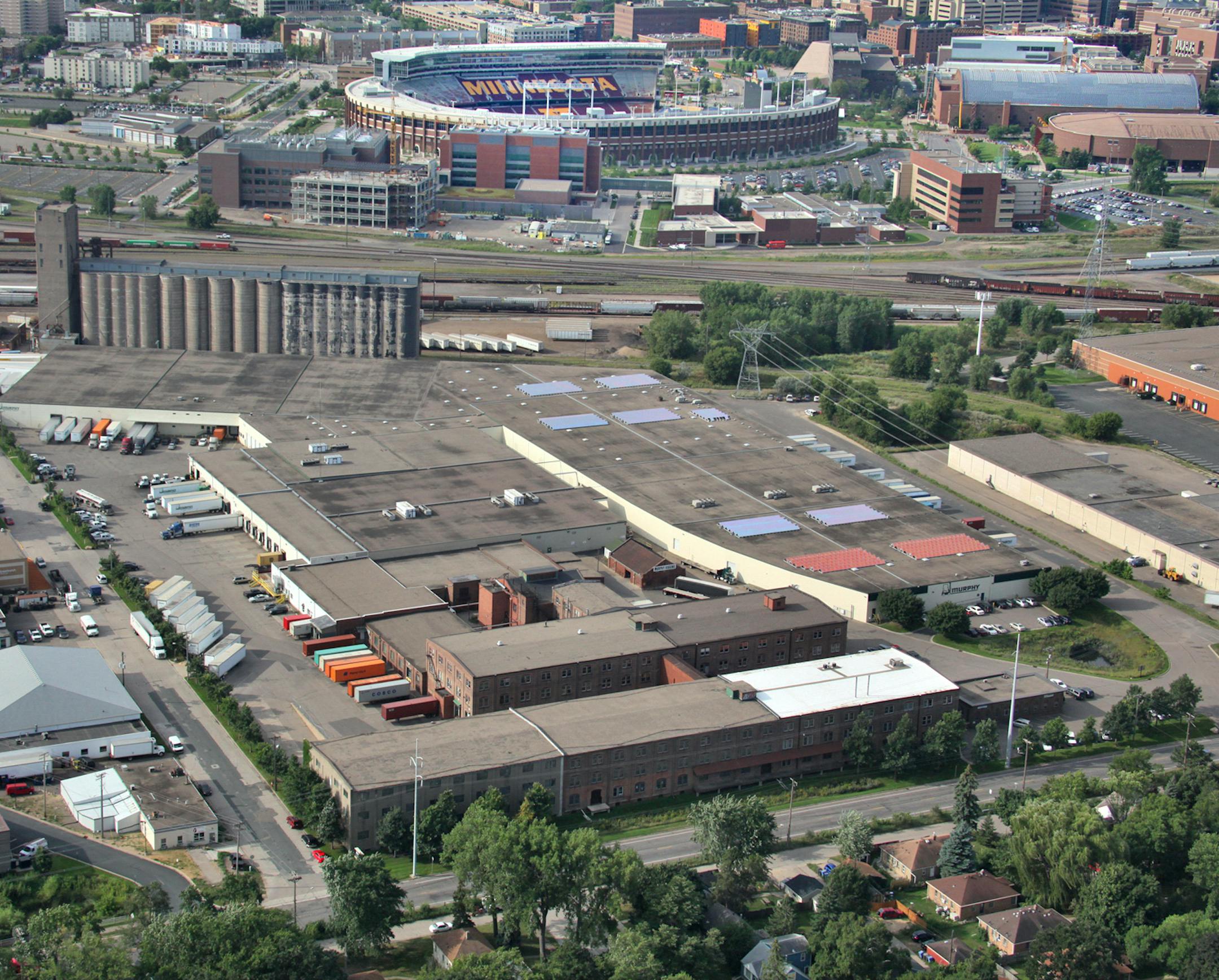 The 22-acre Murphy Warehouse property lies across railroad tracks from the University of Minnesota football stadium.