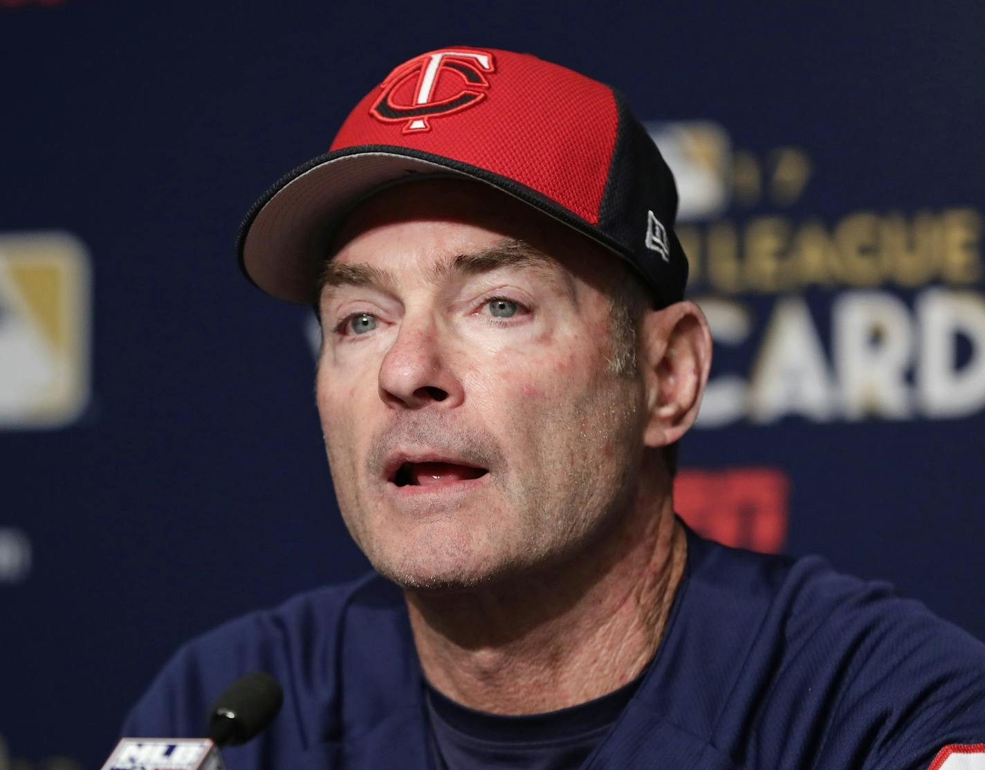 Twins manager Paul Molitor responded to questions during a news conference Monday in New York. He is negotiating a new deal with the Twins that will give him the opportunity to build on a surprising 85-victory 2017 season that ended with a loss Tuesday in the AL wild-card game.