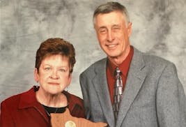 Neal Hofland’s late wife, Jeanne, was at his side when he was inducted into the Minnesota Coaches Hall of Fame.