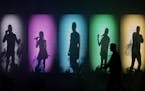 Projections of the members of Pentatonix are shown as they enter the stage for their performance at the Minnesota State Fair.