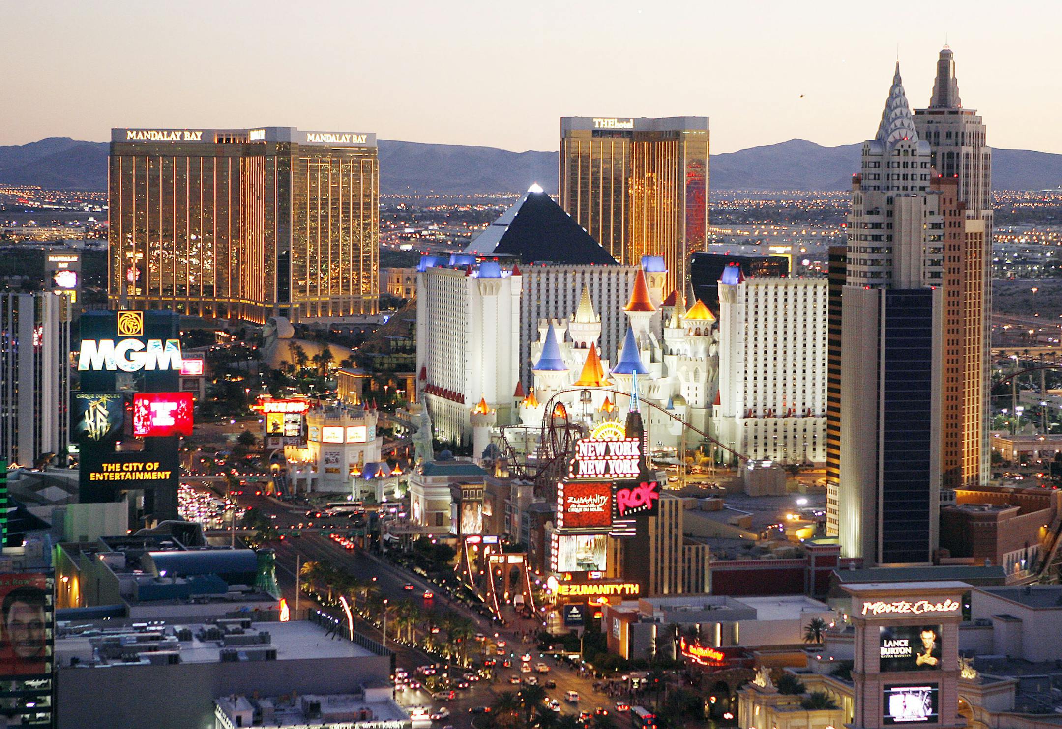 ADVANCE FOR THE WEEKEND OF JAN. 17-18 AND THEREAFTER - FILE - This Oct. 20, 2009 file photo shows casinos on the Las Vegas Strip. A bill to restart a federal Terrorism Risk Insurance Act program passed the new Republican Congress last week and was signed into law by President Barack Obama on Tuesday, Jan. 13, 2015. The legislation renews a 2002 federal program that promises insurance companies the government will step in to help pay for terrorism damage above $200 million. (AP Photo/Isaac Brekke