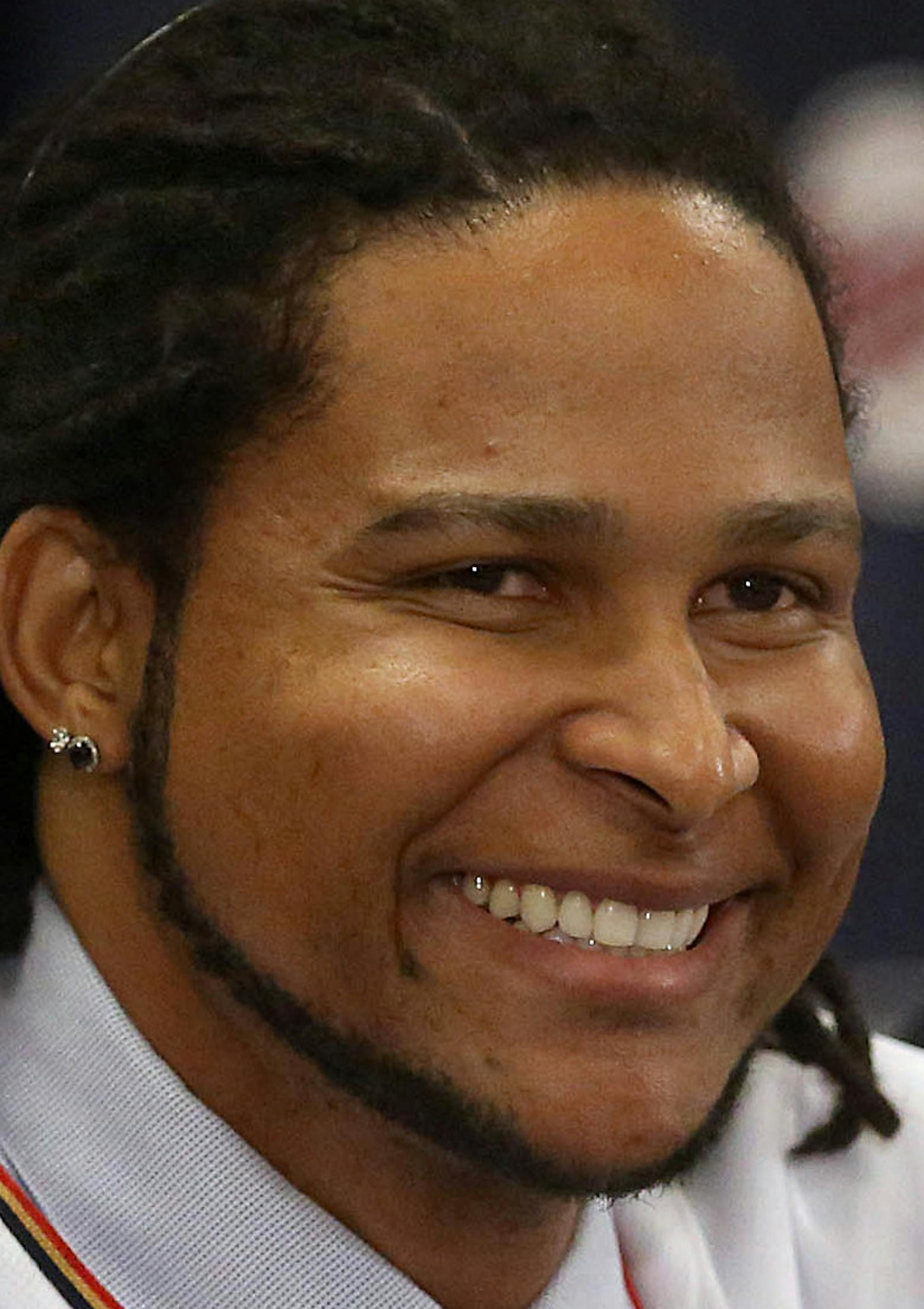 New Minnesota Twins pitcher Ervin Santana was introduced during a news conference at Target Field. ] JIM GEHRZ ï james.gehrz@startribune.com / Minneapolis, MN / December 13, 2014 /10:00 AM ñ BACKGROUND INFORMATION: New Minnesota Twins pitcher Ervin Santana was introduced during a news conference at Target Field. Also appearing at the press conference were: Terry Ryan, Twins General Manager, manager Paul Molitor and Santanaís agent, Jay Alou. ORG XMIT: MIN1412131157300002