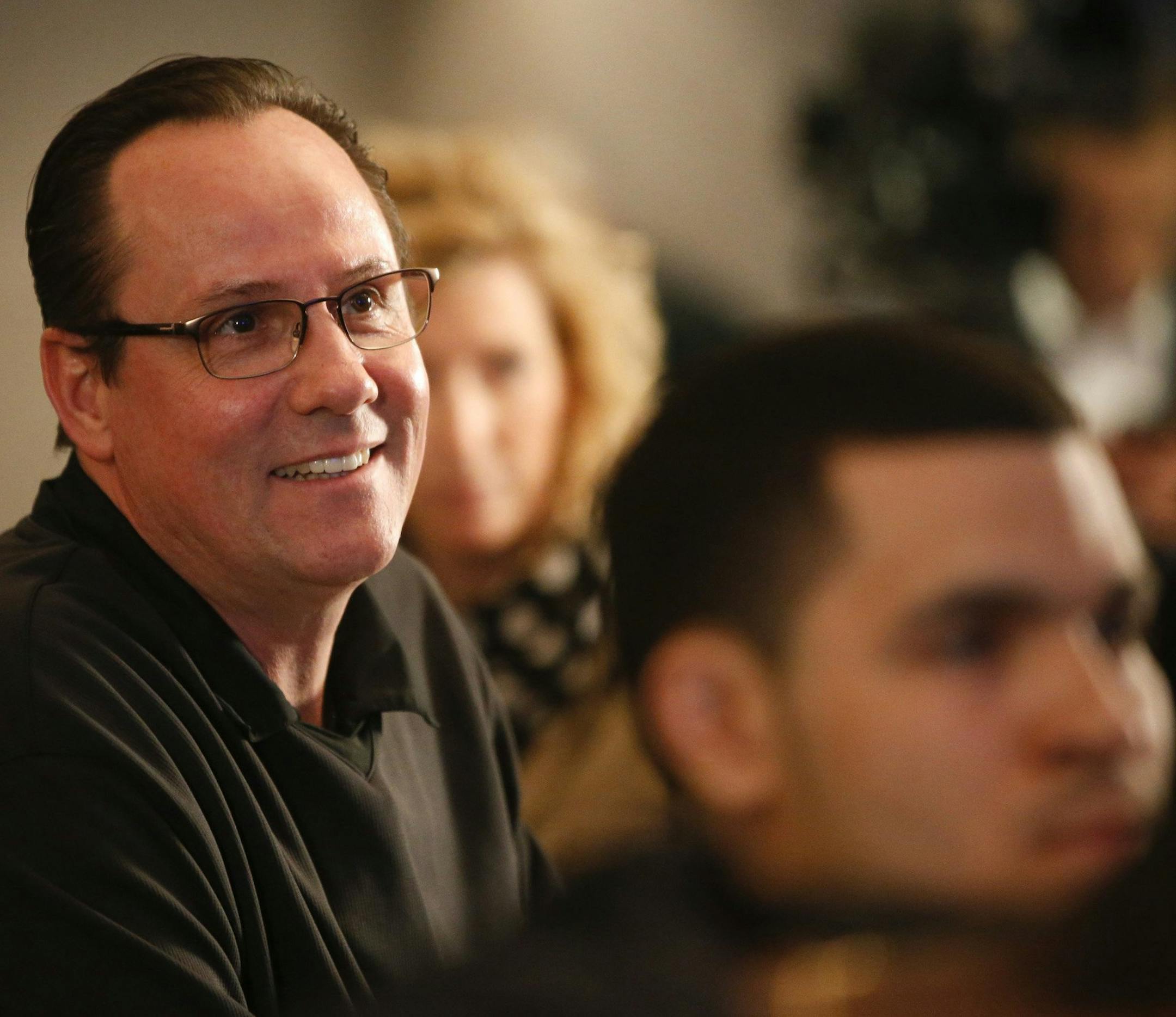 Wichita State University men's basketball coach Gregg Marshall smiles after it was announced that WSU will be a No. 1 seed in the Midwest Region on March 16, 2014, and will open the NCAA Tournament on Friday in St. Louis. (Jaime Green/Wichita Eagle/MCT)