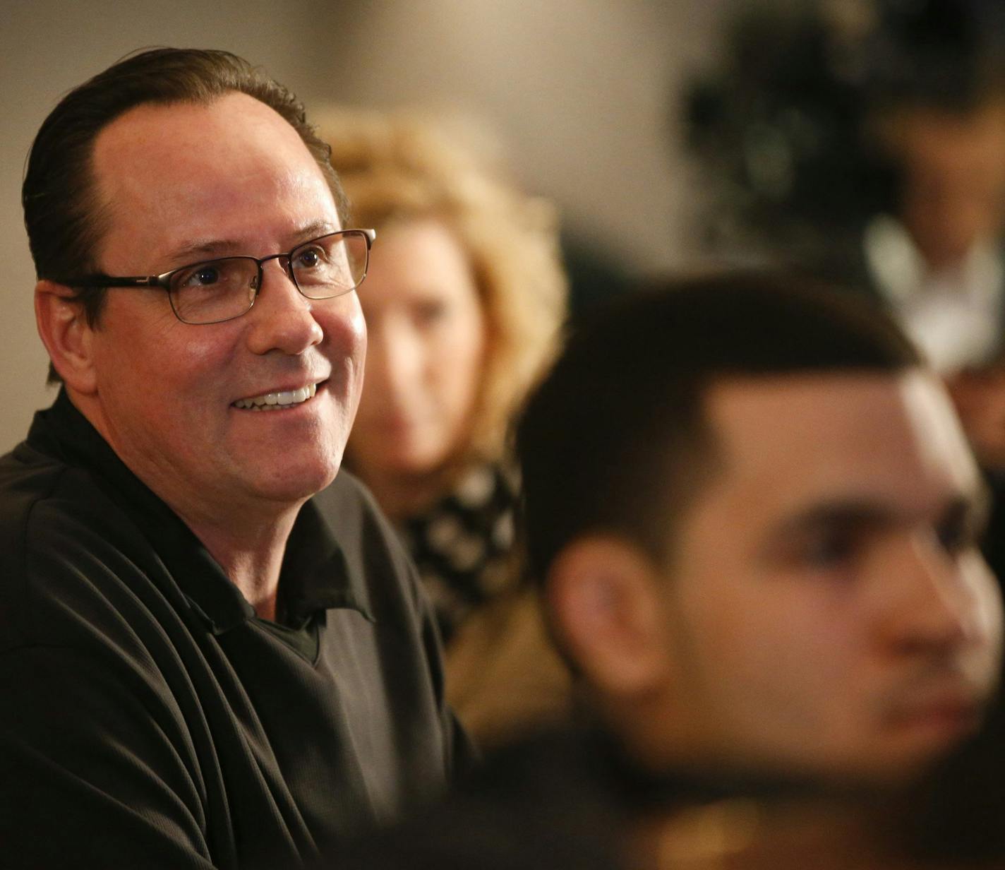 Wichita State University men's basketball coach Gregg Marshall smiles after it was announced that WSU will be a No. 1 seed in the Midwest Region on March 16, 2014, and will open the NCAA Tournament on Friday in St. Louis. (Jaime Green/Wichita Eagle/MCT)