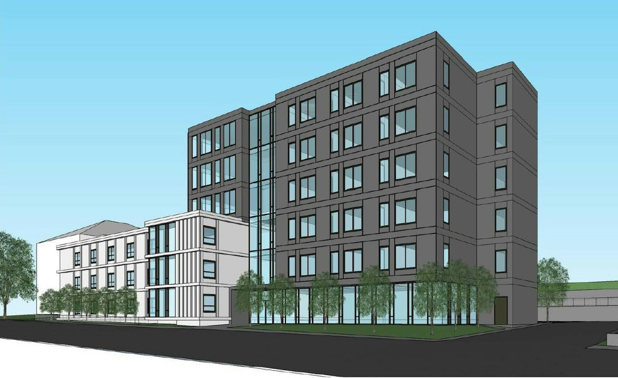 This rendering shows Beacon's planned expansion of the Lydia Apartments in Minneapolis.
Credit: MSR Architects.