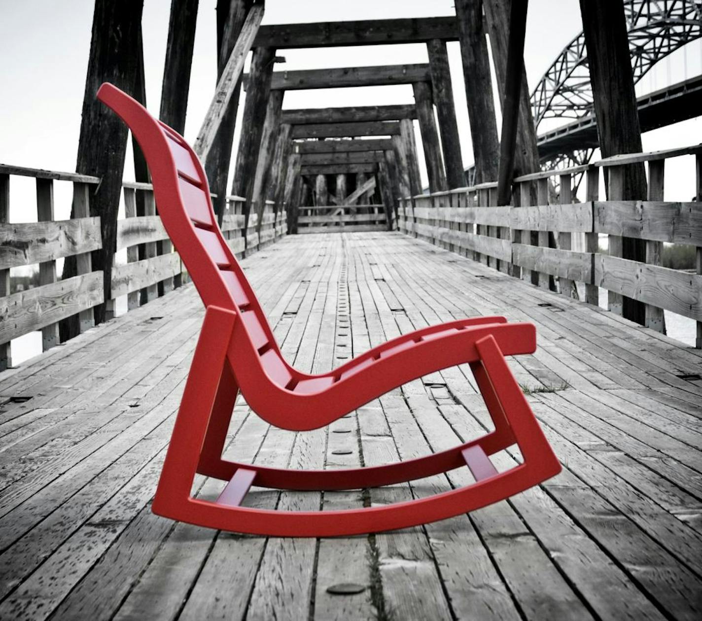 Outdoor version of chair designed by Ralph Rapson and manufactured by Loll Designs of Duluth. Provided by Rapson, Inc.