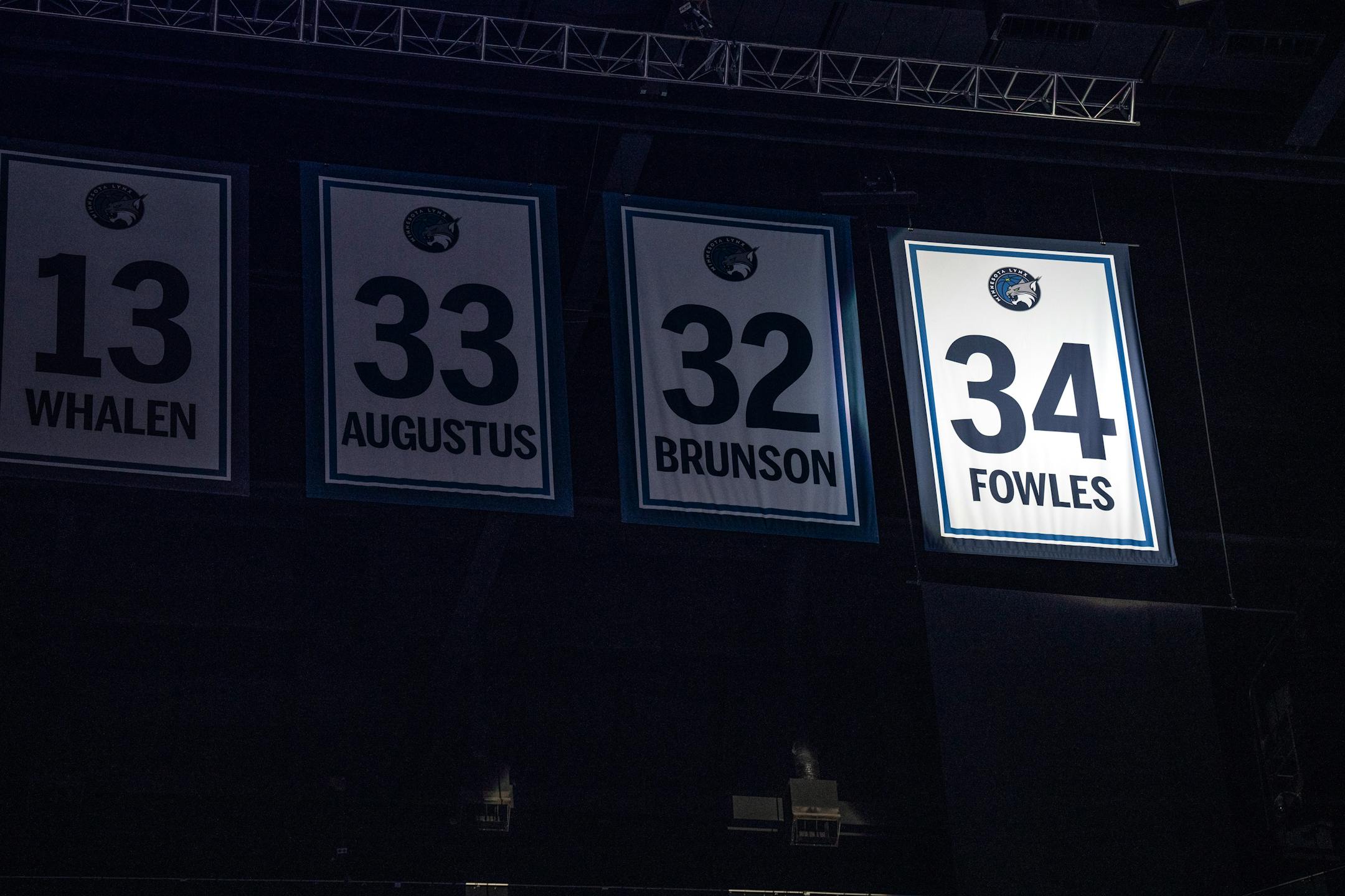 Sylvia Fowles' number 34 was spotlighted at Target Center.