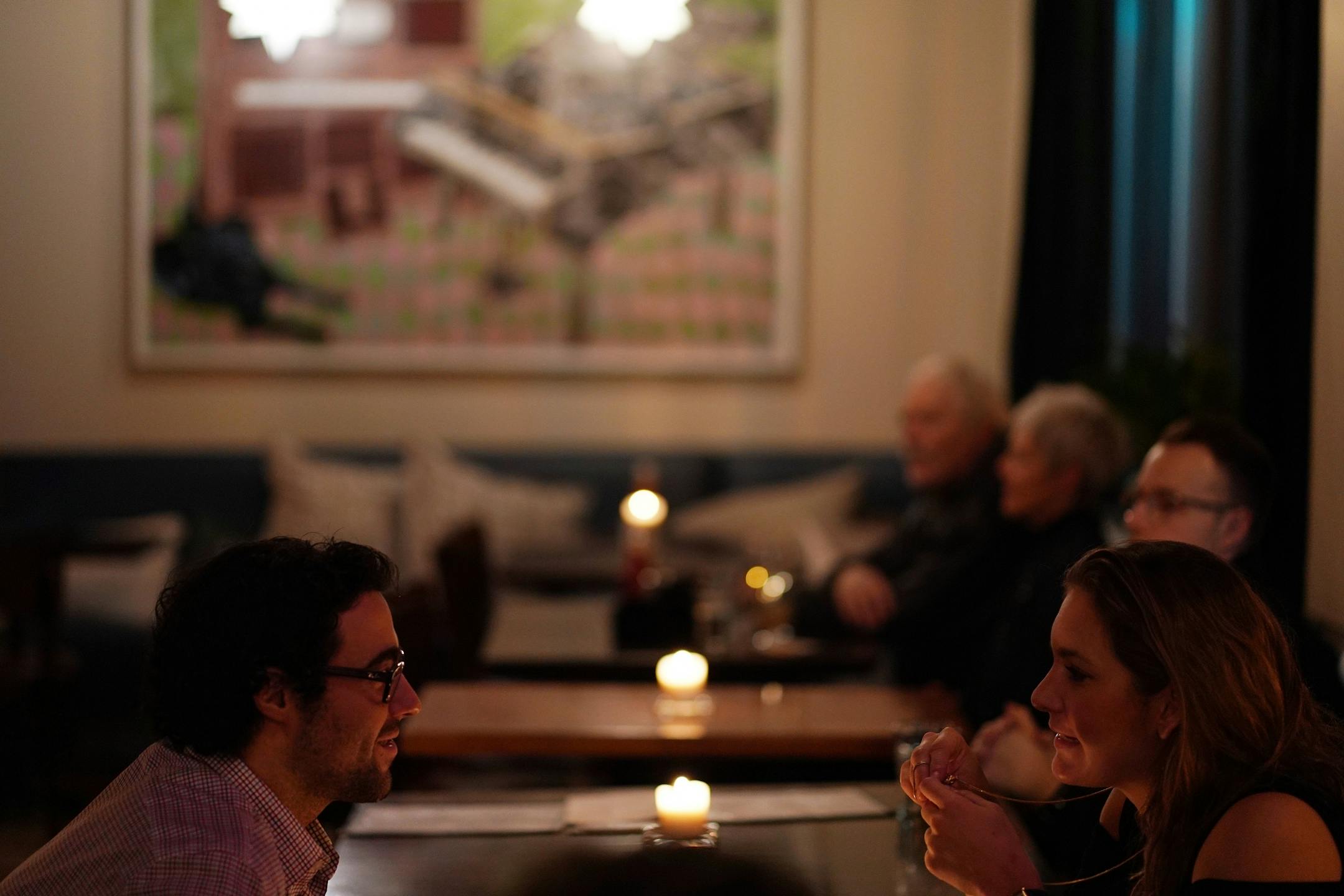 A couple chatted at their table as Jazz filled the room Saturday evening at the Black Dog Cafe.