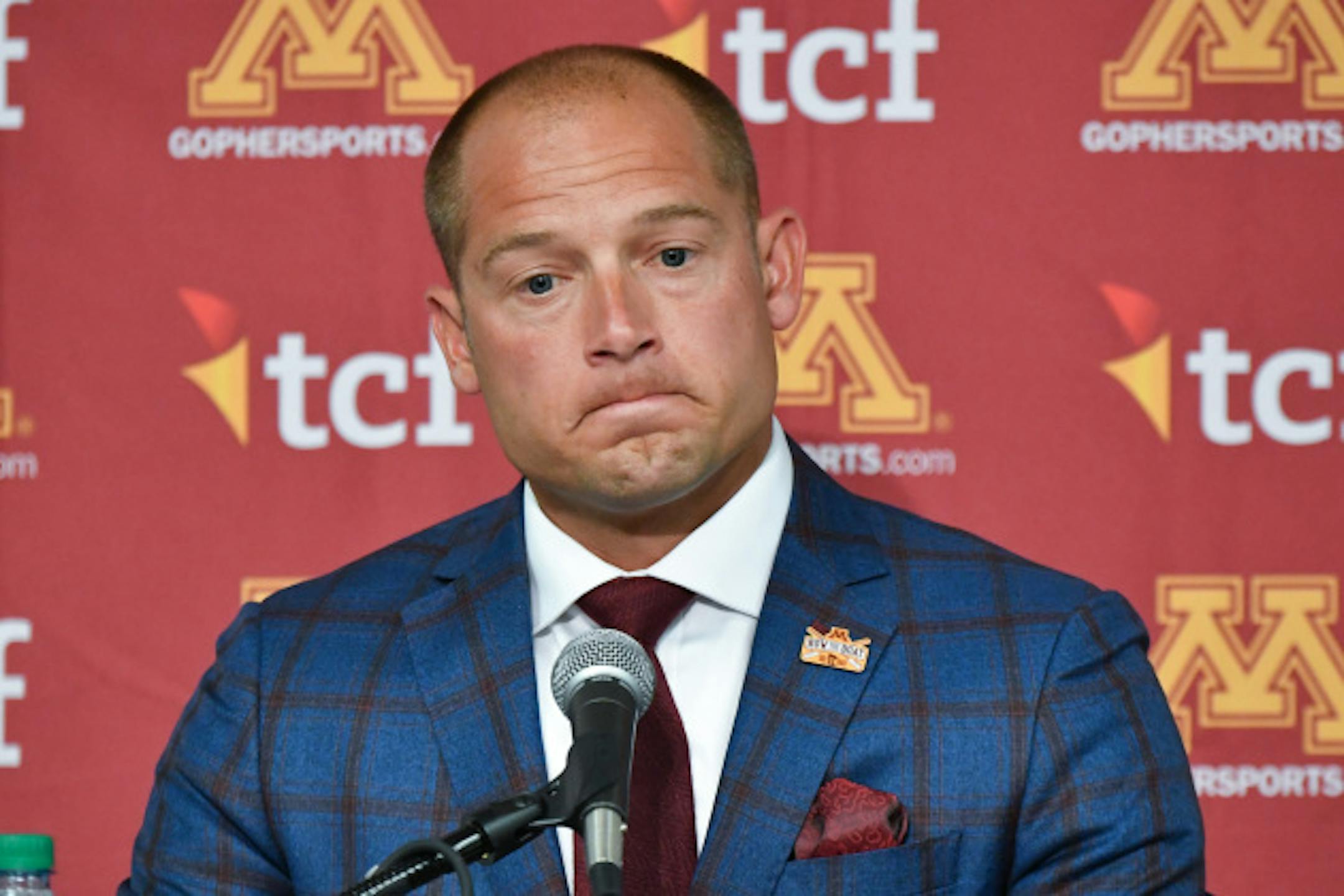 Gophers football Head coach P.J. Fleck       ] GLEN STUBBE ' glen.stubbe@startribune.com Monday July 31, 2017   It's Media Day on Monday for Gophers football. Not sure what coverage we will have for Tuesday paper, but we'll use some time on Monday (time tbd) to shoot Gophers players, coaches, etc.,    The Gophers host a Media Day at the U in the Team Room of Nagurski complex. Head coach P.J. Fleck and student-athletes Shannon Brooks, Blake Cashman, Jon Celestin, Steven Richardson, Rodney Smith and Jared Weyer will speak at the podium. We'll want photos of Fleck and the players.