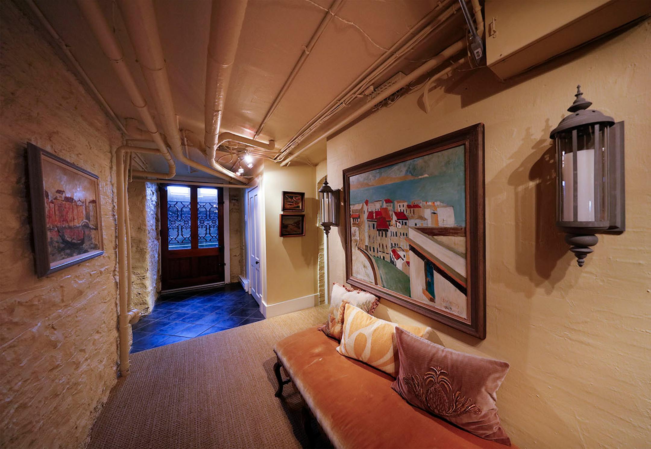 A hallway on the home's lower level.