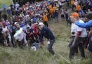 Jordan Spieth of the United States in the rough on the 13th hole during the final round of the British Open Golf Championship, at Royal Birkdale, Sout