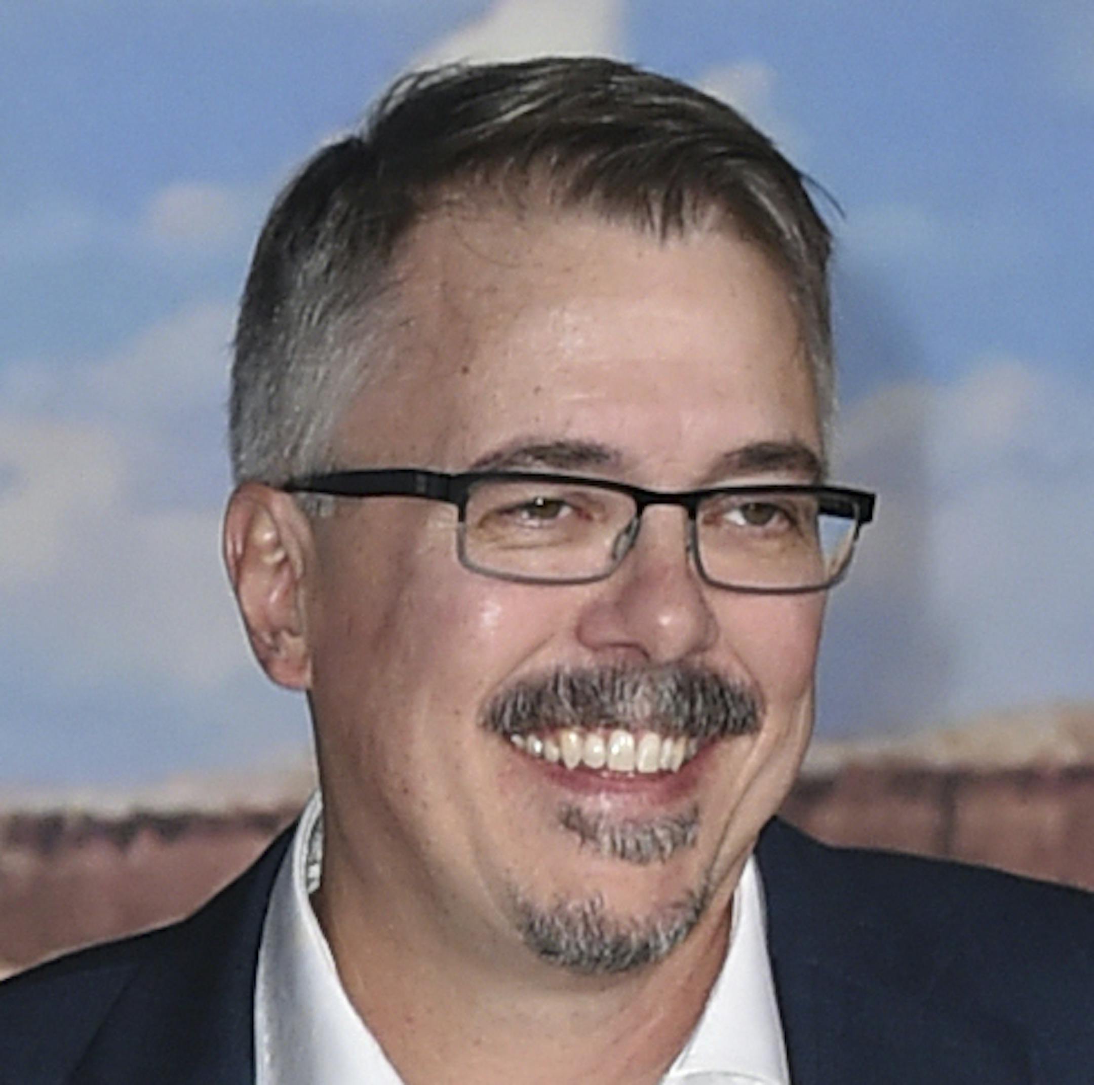 Cast members Bryan Cranston, left, and Aaron Paul pose with creator Vince Gilligan at the Los Angeles premiere of "El Camino: A Breaking Bad Movie," at the Regency Village Theatre, Monday, Oct. 7, 2019, in Westwood, Calif. (Photo by Jordan Strauss/Invision/AP)