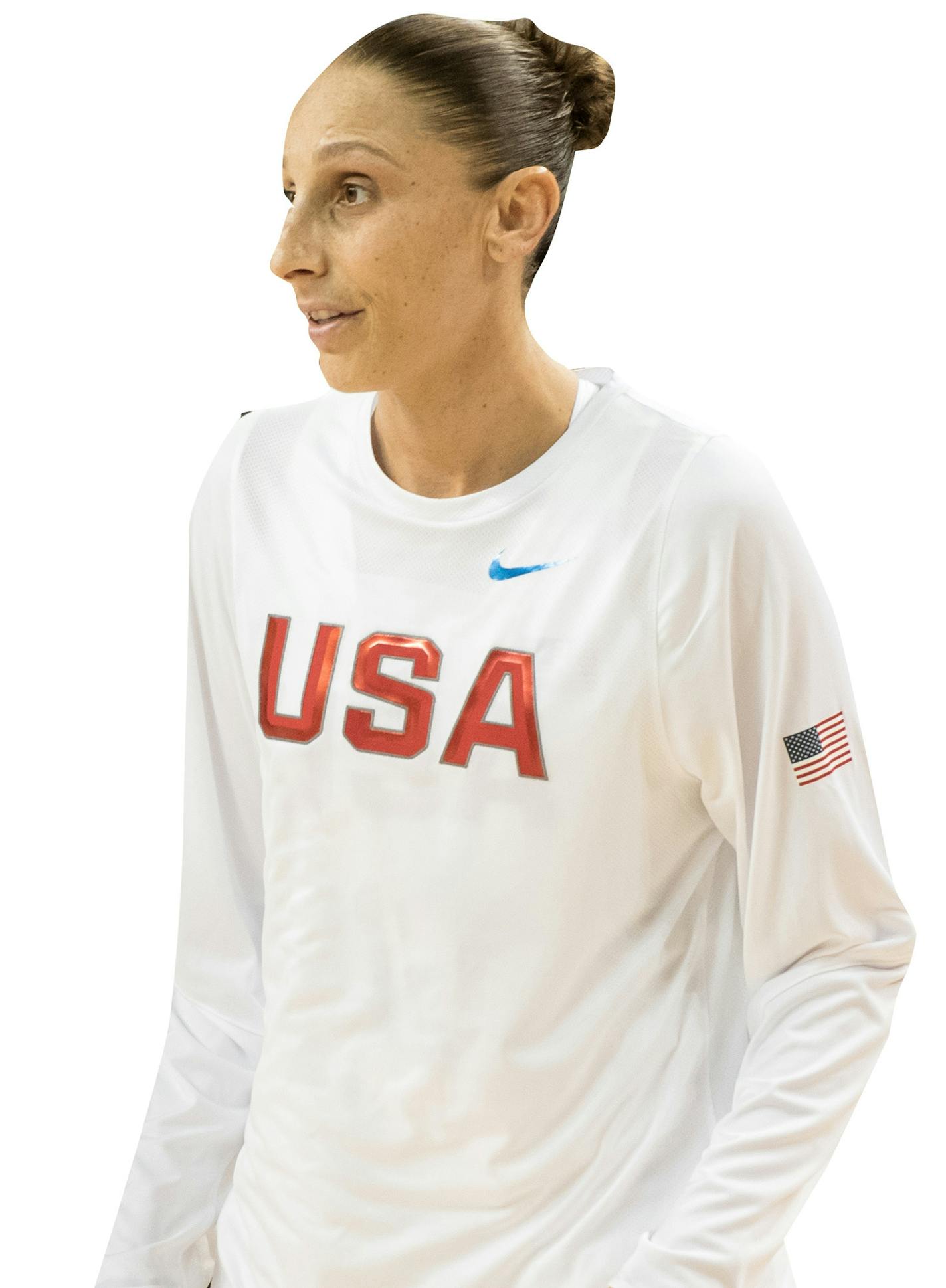 25 JUL 2016: Ann Meyers Drysdale and Diana Taurasi chats with during the USA Basketball Showcase exhibition game between the USA National and Select teams at the Galen Center in Los Angeles, CA. (Photo by Brian Rothmuller/Icon Sportswire) (Icon Sportswire via AP Images) ORG XMIT: 265618