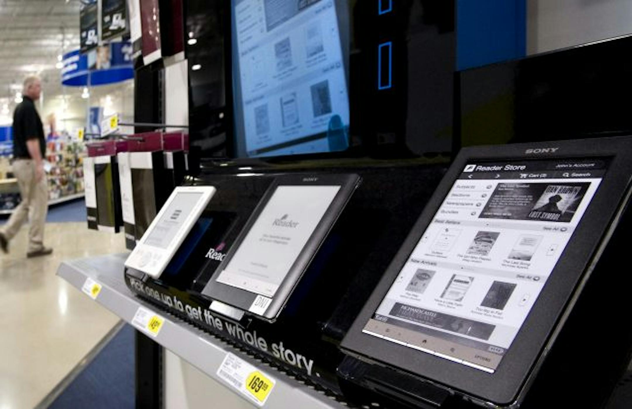 Best Buy carries a full lineup of e-readers, including these Sony Readers as well as the Kindle from Amazon.com.