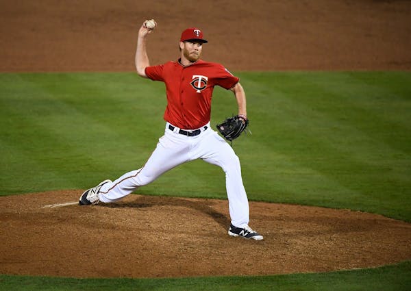Minnesota Twins pitcher Michael Tonkin pitched in the top of the ninth against the Tampa Bay Rays.