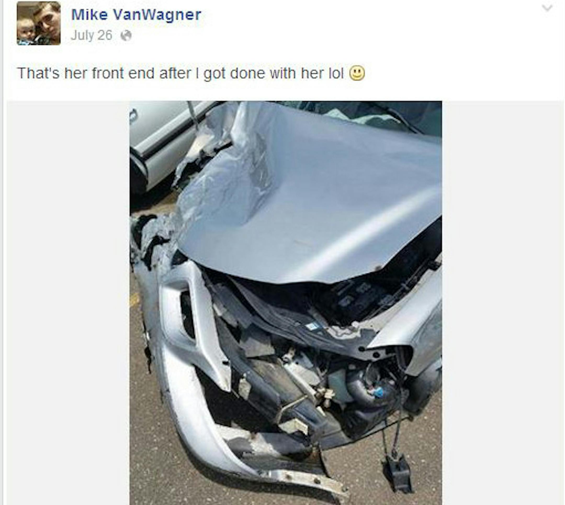 This Facebook photo was posted by car owner Michael J. Vanwagner