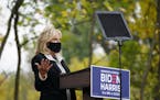 Dr. Jill Biden made three stops in the Twin Cities on Saturday, October 3, 2020, including Utepils Brewery in Minneapolis, where she spoke to voters i