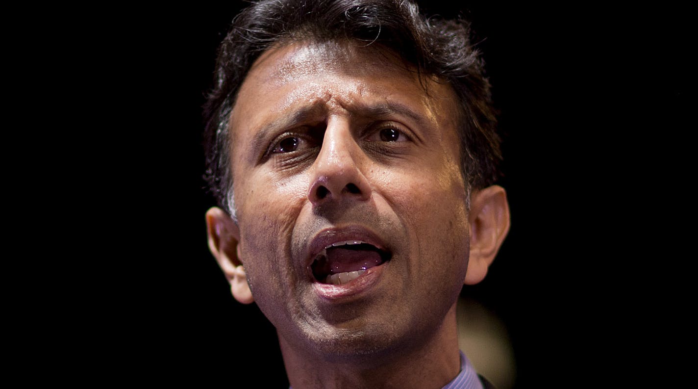 Republican presidential candidate and Louisiana Gov. Bobby Jindal speaks at the RedState Gathering Friday, Aug. 7, 2015, in Atlanta. (AP Photo/David Goldman)