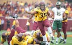 Minnesota's linebacker Jaylen Waters celebrated a tackle in the third quarter as the Gophers took on Colorado State at TCF Bank Stadium, Saturday, Sep